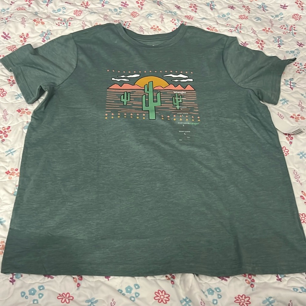 NWT Wrangler Western Shirt Large Green SS Cactus Country Kohl’s